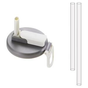 Capac Anti Varsare pentru Doze  Model cu Pai Transparent Reutilizabil din Plastic cu Maner Transportabil 5.4 cm Gri