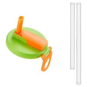 Capac Anti Varsare pentru Doze  Model cu Pai Transparent Reutilizabil din Plastic cu Maner Transportabil 5.4 cm Verde