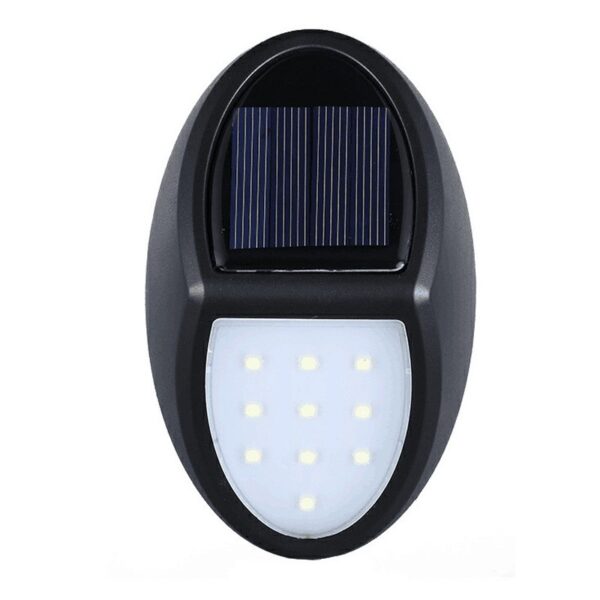 Aplica solara LED pentru perete  in forma ovala 10 LED-uri lumina puternica IP65 12 x 7.5 cm 1.2 V 300 mAh autonomie 8-10 ore alb rece