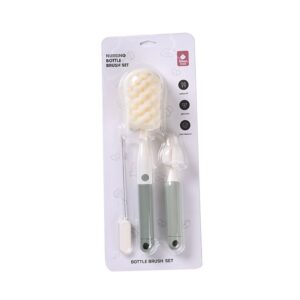 Set 3 Perii de Spalat Biberoane  pentru Tetina Biberon Pai Materiale Sigure fara BPA Curatare 360° Verde