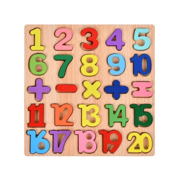 Tabla Montessori  din Lemn Educatie Timpurie Cifre 25 Piese Lemn +18 Luni 20 x 20 cm Vopsea pe Baza de Apa Multicolor