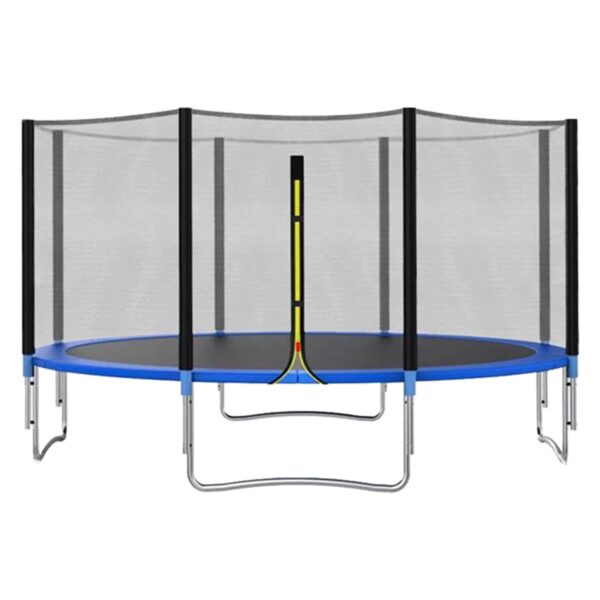 Trambulina pentru Copii  Gradina si Exterior Plasa de Protectie Scara de Acces Susutinere din Otel Galvanizat Capacitate 6-7 Persoane Pana la 350 kg 3.66 x 2.6 m Albastru/Negru
