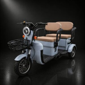 Triciclu Electric V6 Saige Fara Permis cu Doua Locuri Motor 1800W Baterie 72V24Ah Autonomie 60km 220x88x105 cm Viteza Maxima 25km/h Gri
