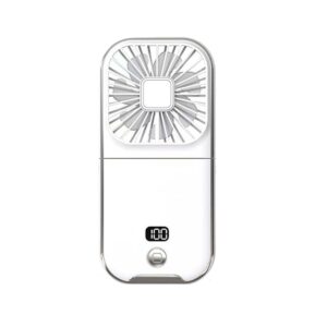 Ventilator Portabil  3 in 1 de Mana de Gat de Birou 16.7 x 8 x 1.9 cm 3 Trepte de Viteza Incarcare USB Pliabil Afisaj Digital Suport Telefon Alb