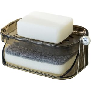 Savoniera Dubla  2 Straturi Instalare fara Perforare Agatatoare Burete 13.5 x 8.5 x 6 cm Gri